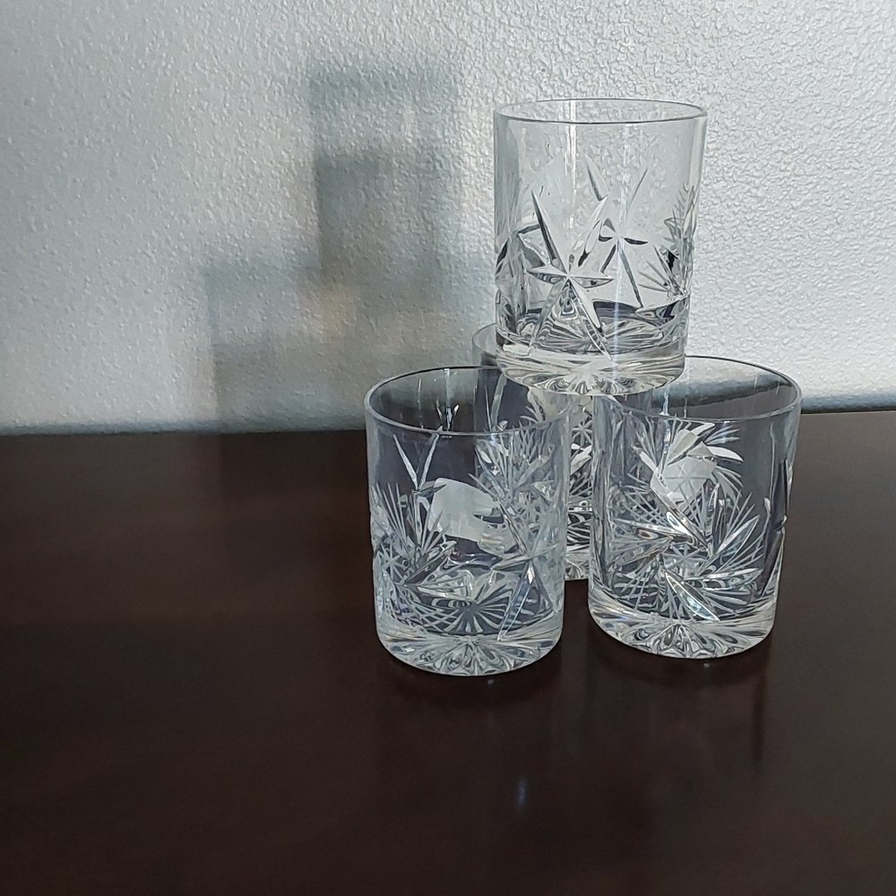 Crystal Clear Glass Tumbler Old Fashion 8 Ounces Whisky Rocks Set Of 4